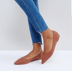 ASOS Latch Wide Fit Pointed Ballet Flats Size 12W